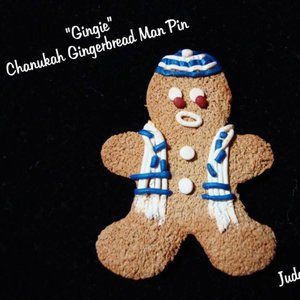 Hanukkah Polymer Clay Gingie Bread Man Pin